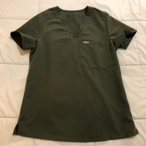 Figs moss green xs one-pocket Catarina top EUC